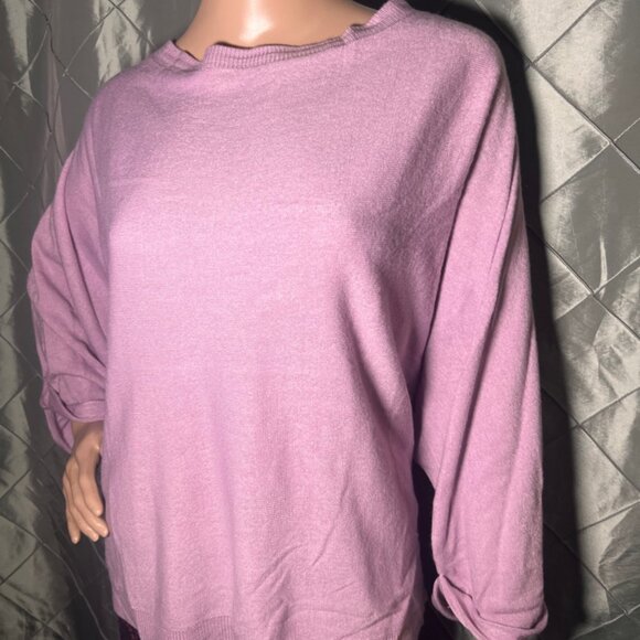 SOHO New York & Co Jean XL Pink Soft Crew Neck 3/4 Sleeve‎ Relax Fit Sweater - Picture 3 of 7